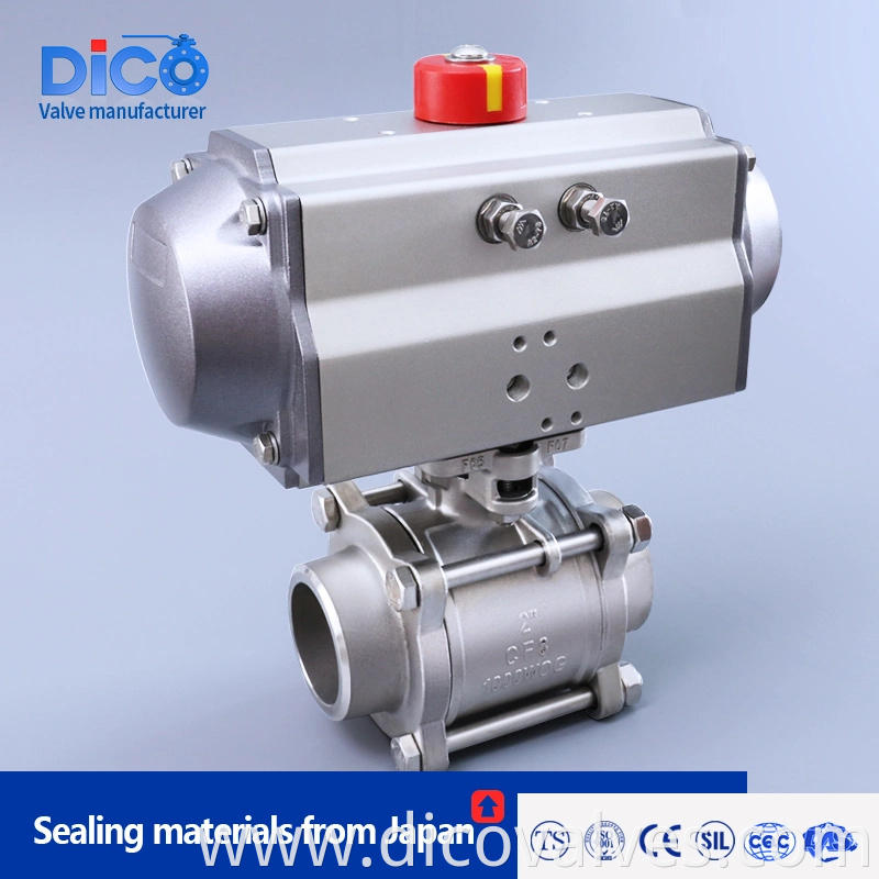 Water Treatment Butt Weld End with Mounting Pad Stainless Steel Industrial 3PC Ball Valve